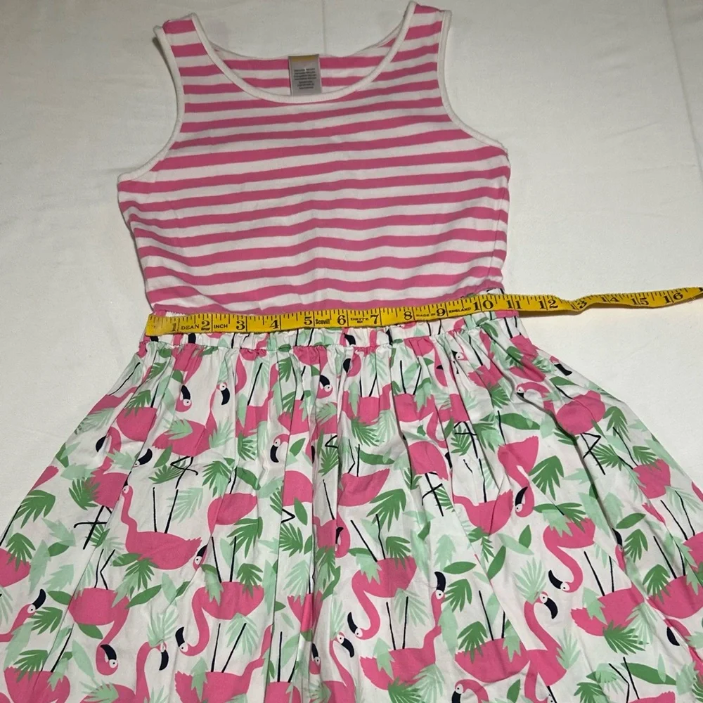 Gymboree Girls 7 Pink White Striped Flamingo Sleeveless Dress Tropical Beach